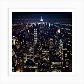 New York City Night Skyline Potrait 1276695726 (2) Art Print