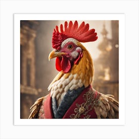 Silly Animals Series Rooster 11 Art Print