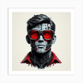 Man In Red Glasses Art Print