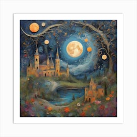 Castle In The Moonlight Art Print