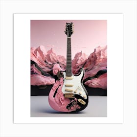 Rhapsody in Pink and Black Guitar Wall Art Collection 4 Art Print