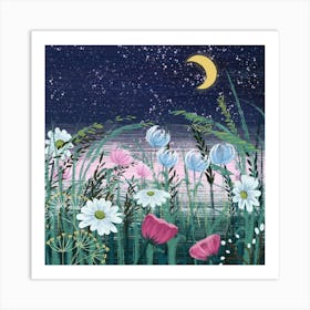Wild Flowers In The Evening Square Art Print