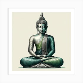 "Zen Harmony" is a striking depiction of the Buddha in a state of deep meditation, rendered with a serene palette of greens and detailed linework that emphasizes the contours of his peaceful form. The artwork conveys a sense of tranquility and spiritual depth, with the Buddha's poised posture and enlightened expression serving as a beacon of calm and introspection. This piece is perfect for those seeking to create a space of reflection and peace, making it an excellent choice for meditation rooms, yoga studios, or any area where serenity is desired. "Zen Harmony" is not just art; it is a visual manifestation of mindfulness and inner peace. Art Print