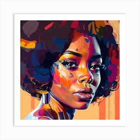 Afro Motown Beauty Fine Art Style Portrait, Disco 70's 4 Art Print