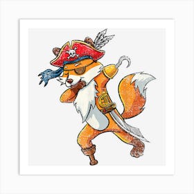 Dabbing Pirate Cute Fox Halloween Vintage Art Print