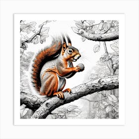 Squirrel In Tree Art Print