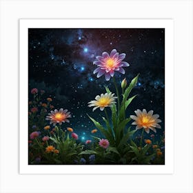 Flowers In The Night Sky 1 Art Print