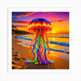 Jellyfish At Sunset Art Print