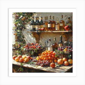 Fruit And Wine 1 Art Print