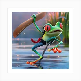 Frog In Water Art Print