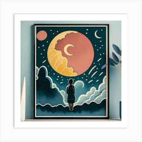 Moon And Stars Art Print