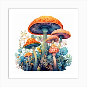 Mushrooms In The Meadow Art Print