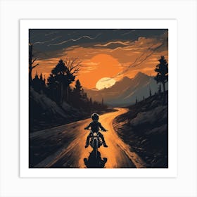 Chasing Dusk on Two Wheels Art Print