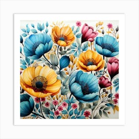 Watercolor Of Flowers Art Print