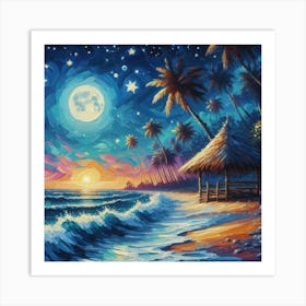 Night At The Beach 1 Art Print