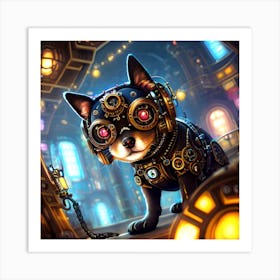 Anime "grumpy cat" surreal sci-fi Gothic steampunk limited edition 5/9 cyborg pet Art Print