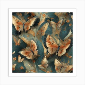 Art Deco butterflies 1 Art Print