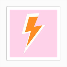 Pink and Orange Lightning Bolt Art Print