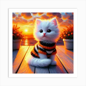 Sunset Cat Art Print