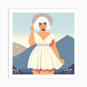 Woman In A White Dress Art Print