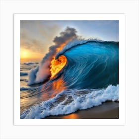 Fire On The Beach 2 Art Print