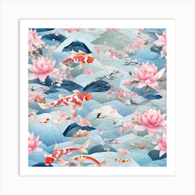 Koi Fish In Water Art Print