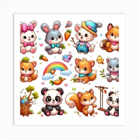 Cute Animals Set 3 Art Print