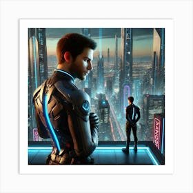 A Sci Fi Depiction Of Darius Krylov Reflecting His Moral Insight Art Print