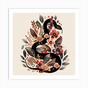 Snakes And Flowers 3 Art Print