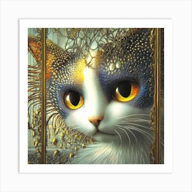 Cat In A Cage Art Print