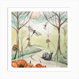 Poppies In The Forest Art Print