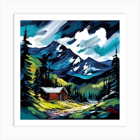 Cabin In The Mountains 2 Art Print