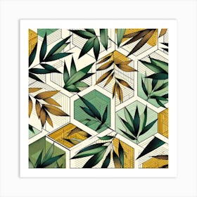 Geometric Art Bamboo leafs 2 Art Print