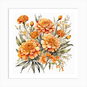 African Marigold flowers 3 Art Print