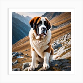 St Bernard Dog 38 Art Print