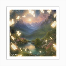 Landscape Fairy Lights In The Sky Art Print