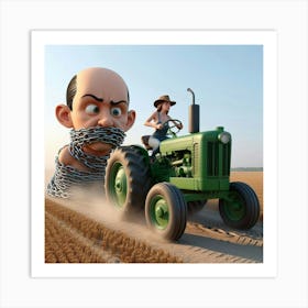 Man On Tractor Art Print