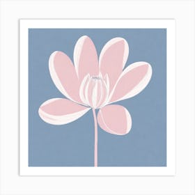 A White And Pink Flower In Minimalist Style Square Composition 86 Art Print