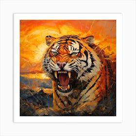 Tiger At Sunset Art Print