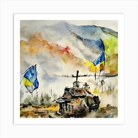 Flags Of Ukraine Art Print