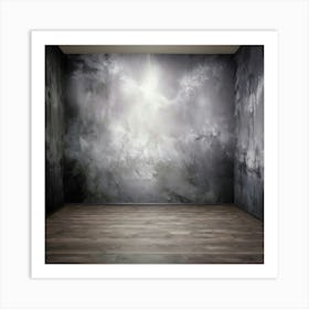 Empty Room With A Grey Wall Art Print