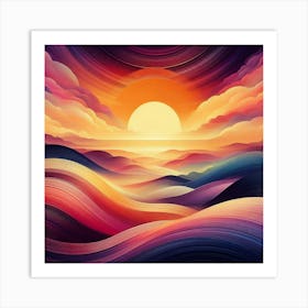 Sunset Over The Ocean 1 Art Print