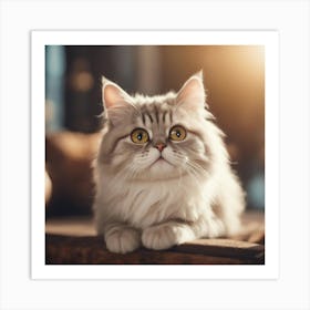 Cat Sitting On A Table Art Print