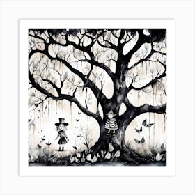 Little People Under The Tree Art Print