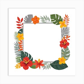 Frame With Tropical Flowers 2 Art Print