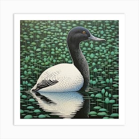 Ohara Koson Inspired Bird Painting Canvasback 1 Square Art Print