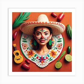 Mexican Girl With Sombrero 4 Art Print