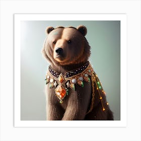 Bear In A Necklace Art Print