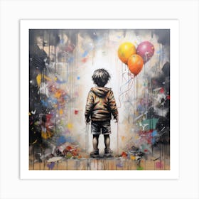 'Child With Balloons' Art Print