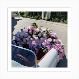 Wedding Car With Flowers Art Print